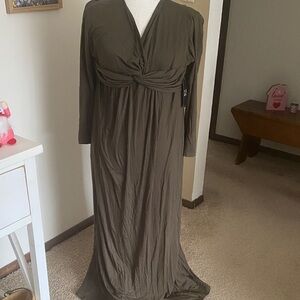 New York & Company Long Sleeve Khaki Dress